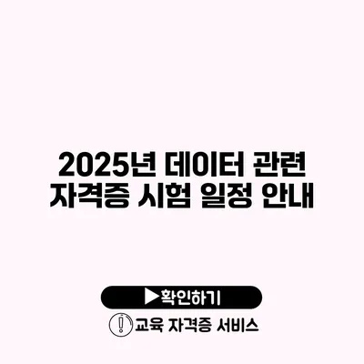 2025년 데이터 관련 자격증 시험 일정 안내