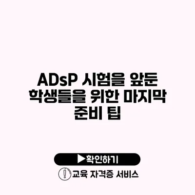 ADsP 시험을 앞둔 학생들을 위한 마지막 준비 팁