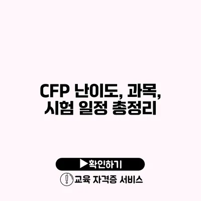 CFP 난이도, 과목, 시험 일정 총정리