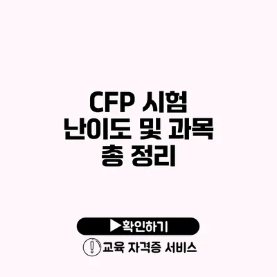 CFP 시험 난이도 및 과목 총 정리