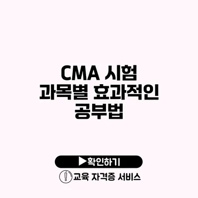 CMA 시험 과목별 효과적인 공부법