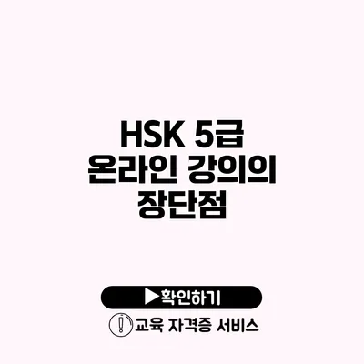 HSK 5급 온라인 강의의 장단점