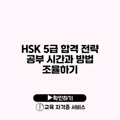 HSK 5급 합격 전략 공부 시간과 방법 조율하기