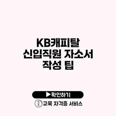 KB캐피탈 신입직원 자소서 작성 팁