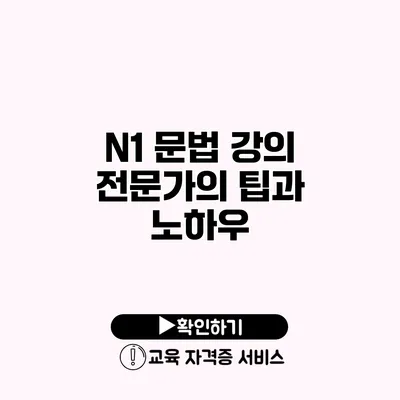 N1 문법 강의 전문가의 팁과 노하우