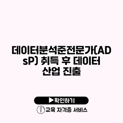 데이터분석준전문가(ADsP) 취득 후 데이터 산업 진출