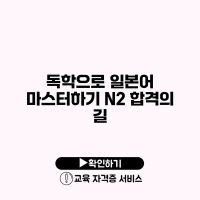 독학으로 일본어 마스터하기 N2 합격의 길