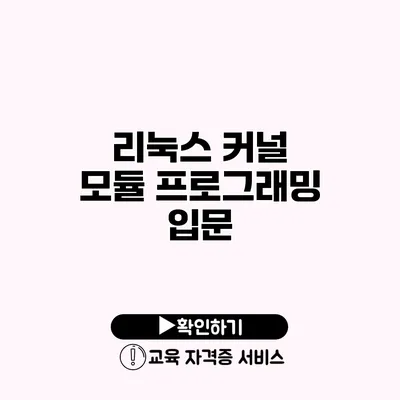 리눅스 커널 모듈 프로그래밍 입문