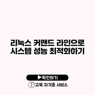 리눅스 커맨드 라인으로 시스템 성능 최적화하기