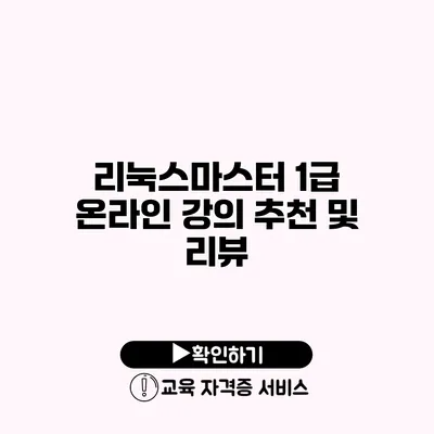 리눅스마스터 1급 온라인 강의 추천 및 리뷰