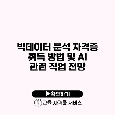 빅데이터 분석 자격증 취득 방법 및 AI 관련 직업 전망