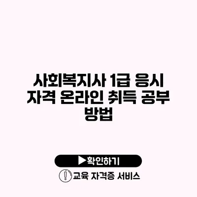 사회복지사 1급 응시 자격 온라인 취득 공부 방법