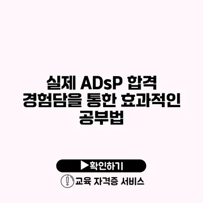 실제 ADsP 합격 경험담을 통한 효과적인 공부법