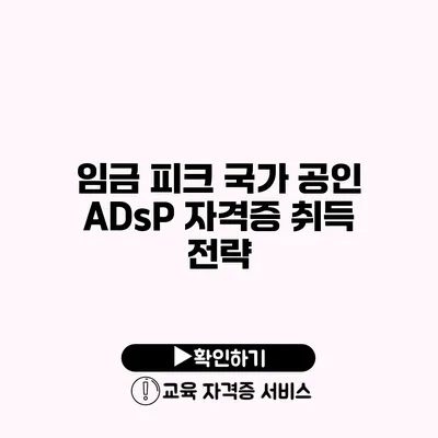 임금 피크 국가 공인 ADsP 자격증 취득 전략