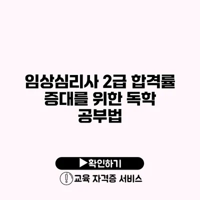 임상심리사 2급 합격률 증대를 위한 독학 공부법