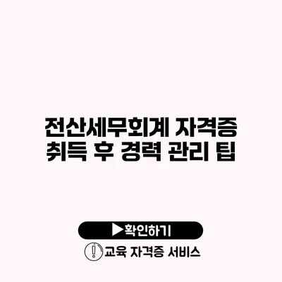 전산세무회계 자격증 취득 후 경력 관리 팁