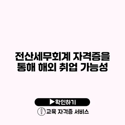 전산세무회계 자격증을 통해 해외 취업 가능성