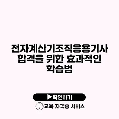 전자계산기조직응용기사 합격을 위한 효과적인 학습법