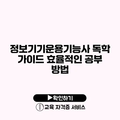 정보기기운용기능사 독학 가이드 효율적인 공부 방법