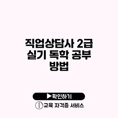 직업상담사 2급 실기 독학 공부 방법