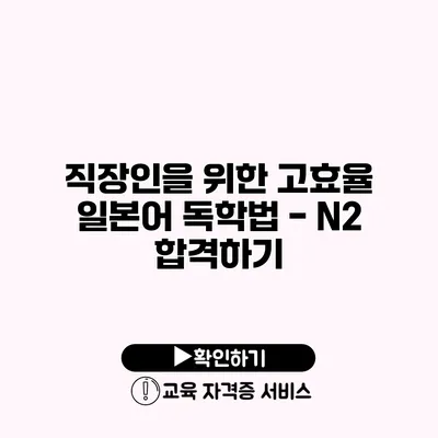 직장인을 위한 고효율 일본어 독학법 - N2 합격하기