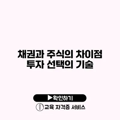 채권과 주식의 차이점 투자 선택의 기술