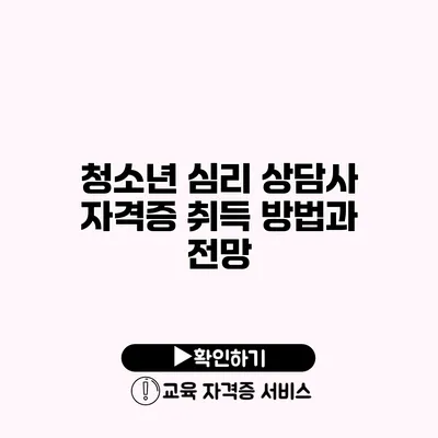 청소년 심리 상담사 자격증 취득 방법과 전망