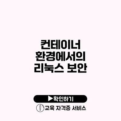 컨테이너 환경에서의 리눅스 보안