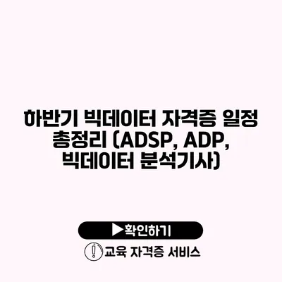 하반기 빅데이터 자격증 일정 총정리 (ADSP, ADP, 빅데이터 분석기사)