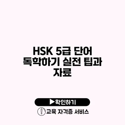 HSK 5급 단어 독학하기 실전 팁과 자료